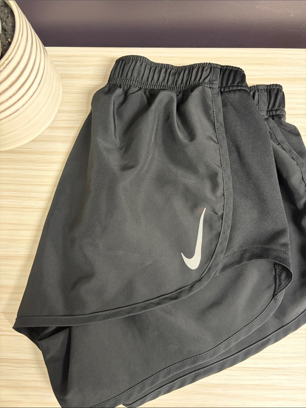 Nike Dri-fit Black Women’s Running Shorts with Reflective Swoosh!! EUC 🖤